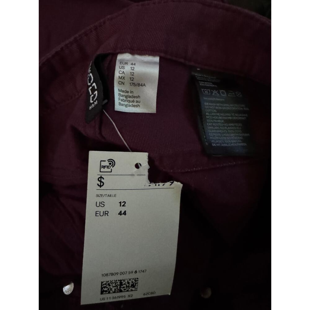 NEW Divided Womens Wide Leg Low Waist Maroon Denim The Easy Soul Pants Size‎ 12 - Picture 9 of 13